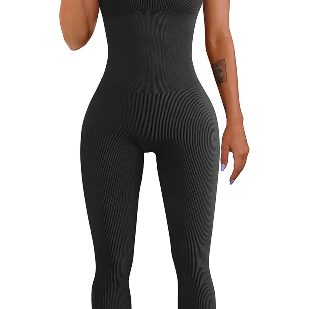 Black Ribbed Jumpsuit - Picture 2 of 4